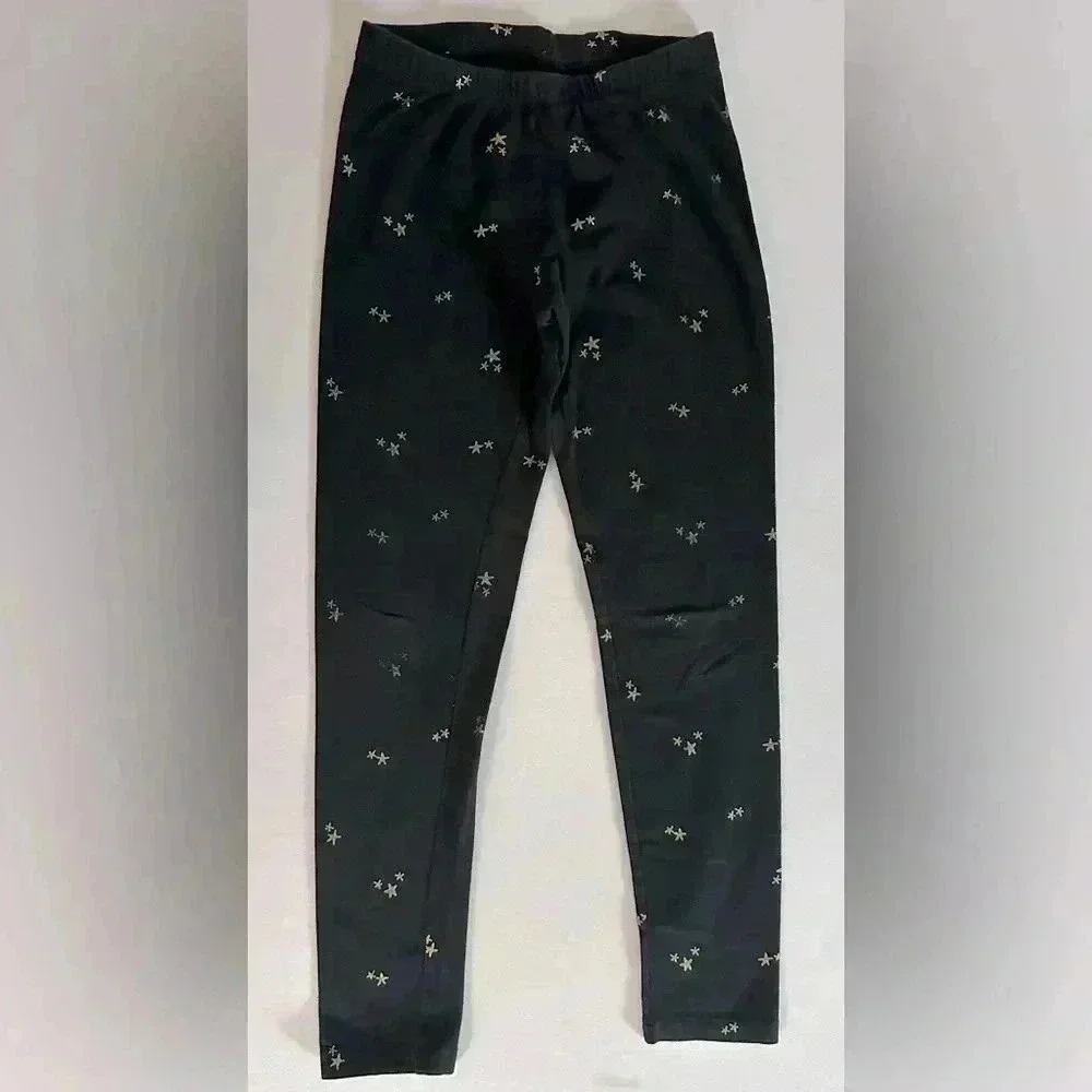 Cat & Jack Girl's Foil Star Black Leggings (613)